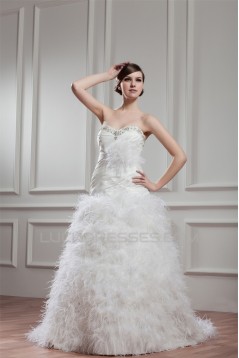 New Arrival Satin Sleeveless A-Line Sweetheart Wedding Dresses 2030781