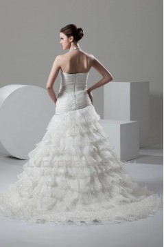 New Design Halter Satin Organza A-Line Sleeveless Beaded Wedding Dresses 2030791