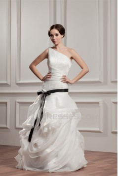 One-Shoulder A-Line Sleeveless Floor-Length Wedding Dresses 2030810