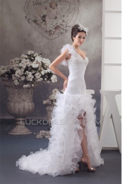 A-Line Asymmetrical Sleeveless One-Shoulder Beading Wedding Dresses 2030829