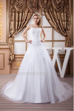 Satin Fine Netting Sweetheart Lace A-Line Wedding Dresses 2030845