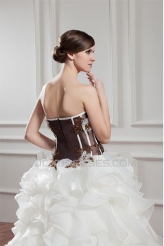 Satin Organza Ball Gown Sweetheart Sleeveless Embellished Wedding Dresses 2030863