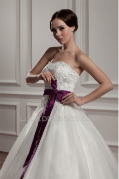 A-Line Sleeveless Satin Taffeta Sweetheart Lace Wedding Dresses 2030881
