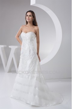 Satin Taffeta Fine Netting Sweetheart A-Line Lace Wedding Dresses 2030885