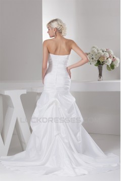 Satin Taffeta Sleeveless A-Line Soft Wedding Dresses 2030889