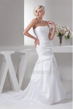 Satin Taffeta Sleeveless A-Line Soft Wedding Dresses 2030889