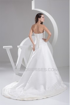A-Line Strapless Beaded Lace Wedding Dresses 2030894