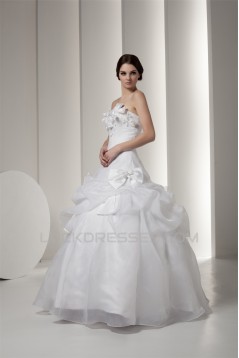 Satin Taffeta Strapless Sleeveless Ball Gown Sweet Wedding Dresses 2030896