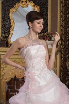Satin Tulle A-Line Strapless Sleeveless New Arrival Wedding Dresses 2030897