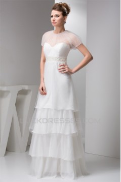 Sheath/Column Satin Fine Netting Sleeveless Beaded Floor-Length Wedding Dresses 2030899