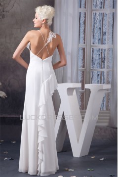 Sheath/Column Spaghetti Strap Chiffon Floor-Length Wedding Dresses 2030905