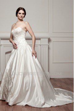 Sleeveless A-Line Sweetheart Satin New Arrival Wedding Dresses 2030914