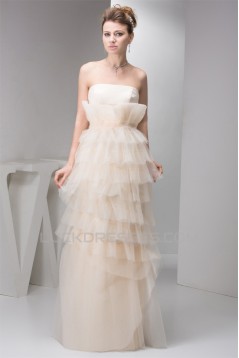 Sheath/Column Strapless Floor-Length Tiered Beautiful Wedding Dresses 2030922