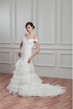 Sleeveless Off-the-Shoulder A-Line Satin Organza Wedding Dresses 2030928