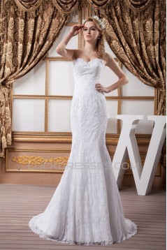 Sleeveless Satin Beaded Lace Mermaid/Trumpet Sweetheart Wedding Dresses 2030938