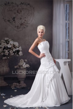 A-Line Strapless Sleeveless Lace Wedding Dresses 2030947