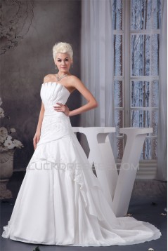 A-Line Strapless Sleeveless Lace Wedding Dresses 2030947