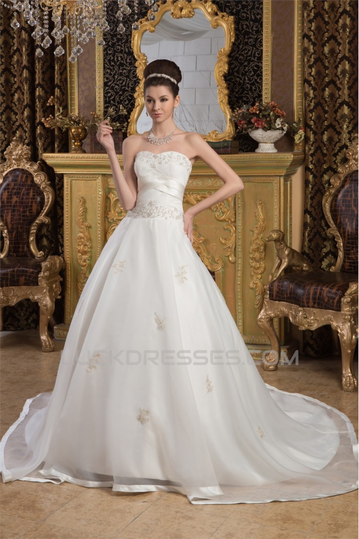 Sleeveless Soft Sweetheart Satin A-Line Beautiful Wedding Dresses 2030958