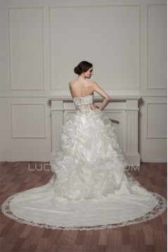 Sleeveless Sweetheart A-Line Satin Lace Beautiful Wedding Dresses 2030972