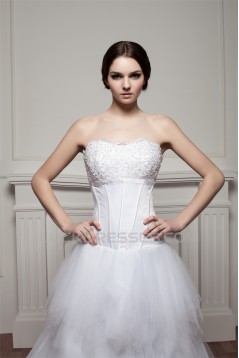 A-Line Strapless Princess Sleeveless Wedding Dresses 2030983