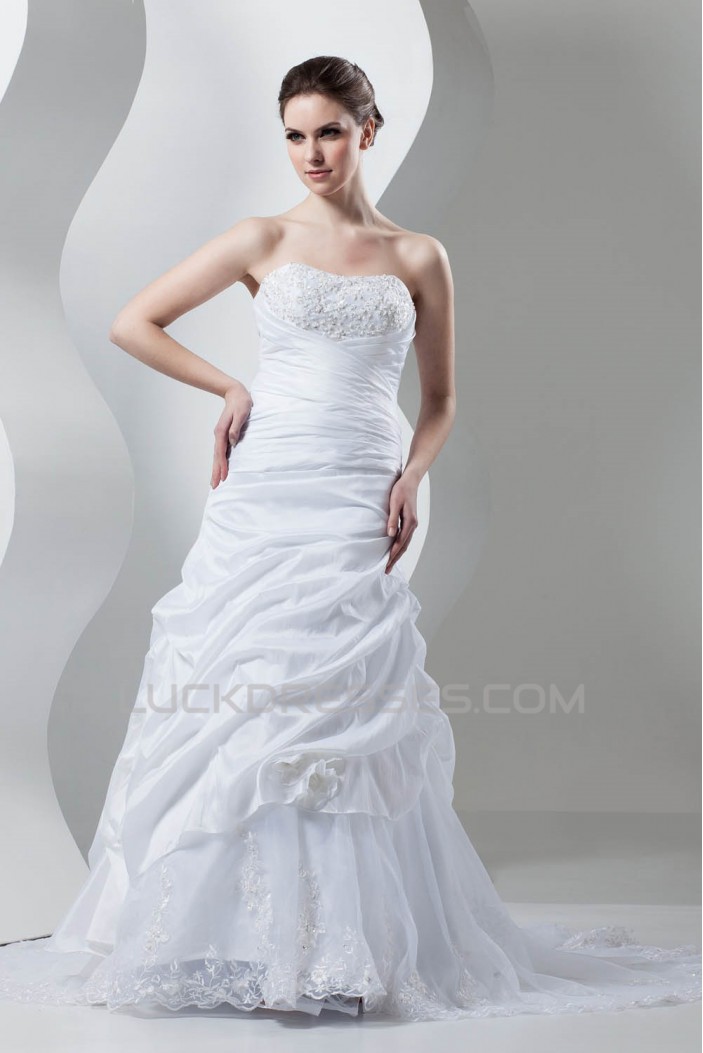 Soft Strapless Sleeveless Court Train Wedding Dresses 2030985