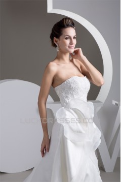 Strapless A-Line Satin Sleeveless Beautiful Wedding Dresses 2030990