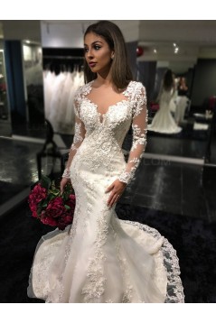Mermaid Long Sleeves Lace Wedding Dresses Bridal Gowns 3030025