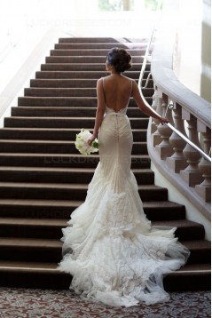 Mermaid Spaghetti Straps Lace Wedding Dresses Bridal Gowns 3030031