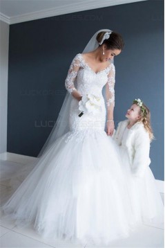 Mermaid Lace V-Neck Wedding Dresses Bridal Gowns 3030040
