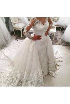 Long Sleeves V-Neck Lace Wedding Dresses Bridal Gowns 3030056