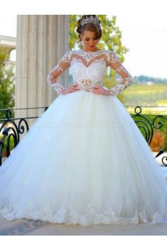 Ball Gown Long Sleeves Lace Wedding Dresses Bridal Gowns 3030080