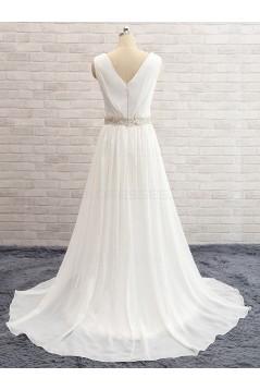 Sheath Chiffon Lace V-Neck Wedding Dresses Bridal Gowns 3030101