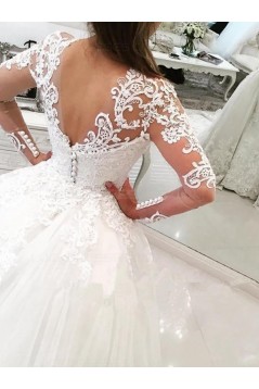 Long Sleeves V-Neck Lace Wedding Dresses Bridal Gowns 3030107