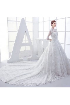 High Neck Long Sleeves Lace Wedding Dresses Bridal Gowns 3030127
