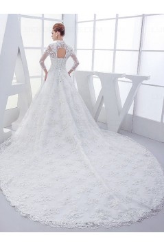 High Neck Long Sleeves Lace Wedding Dresses Bridal Gowns 3030127