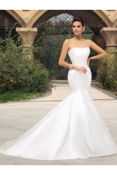Simple Mermaid Strapless Wedding Dresses Bridal Gowns 3030139