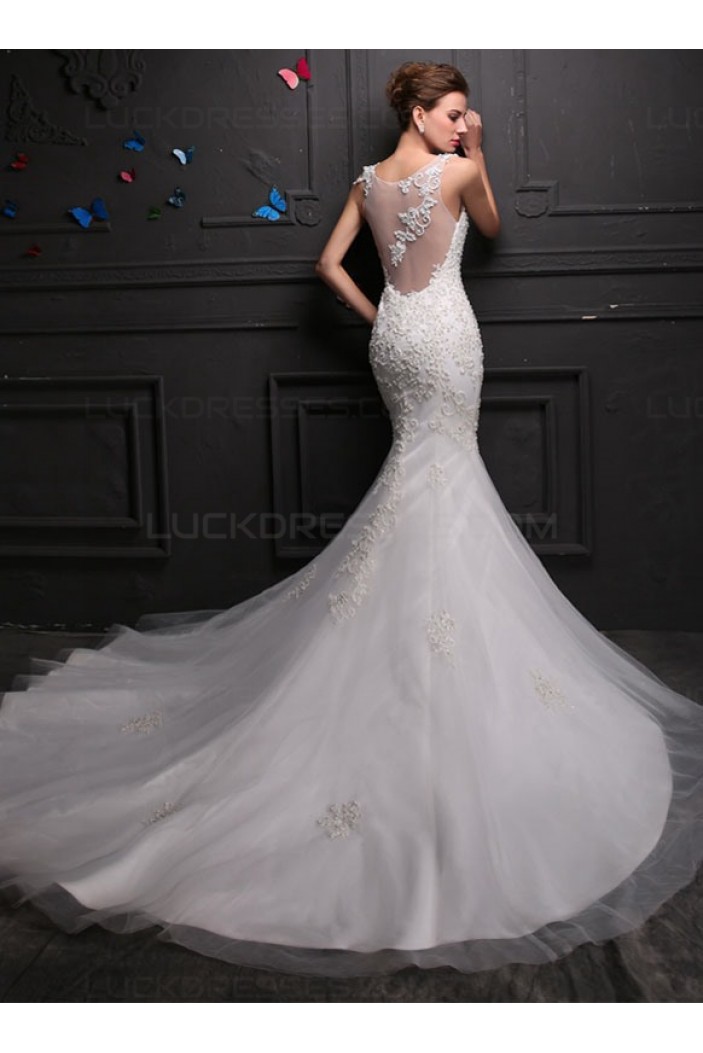 Mermaid Lace Sleeveless Wedding Dresses Bridal Gowns 3030151