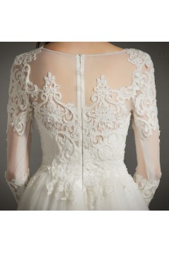 A-Line Long Sleeves Lace Wedding Dresses Bridal Gowns 3030157