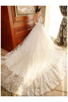 Lace Bridal Ball Gown 3/4 Length Sleeves Wedding Dresses Bridal Gowns 3030163