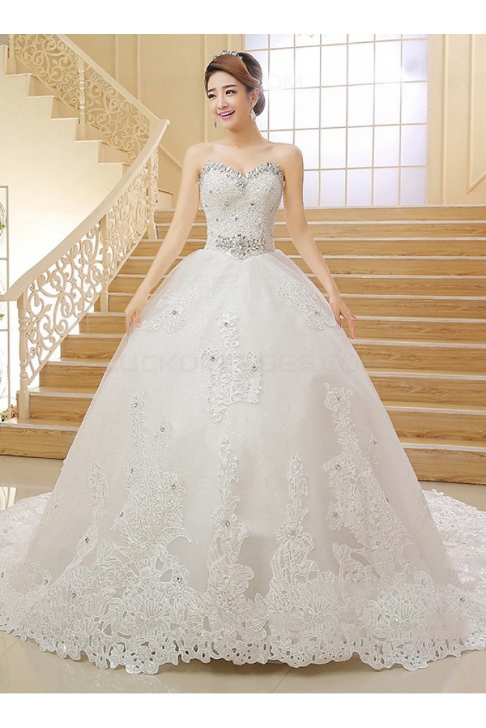 Ball Gown Sweetheart Lace Crystal Wedding Dresses Bridal Gowns 3030167
