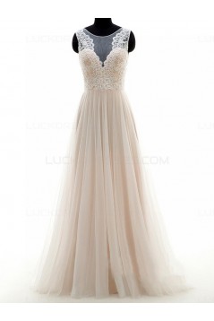 A-Line Sheer Lace Wedding Dresses Bridal Gowns 3030186