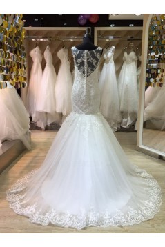 Mermaid Lace Illusion Neckline Wedding Dresses Bridal Gowns 3030189