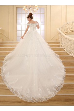 Ball Gown Off-the-Shoulder Lace Crystal Wedding Dresses Bridal Gowns 3030201