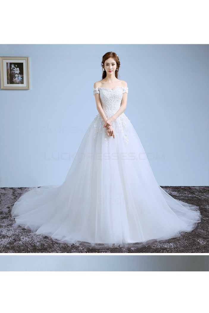 A-Line Off-the-Shoulder Lace Wedding Dresses Bridal Gowns 3030204
