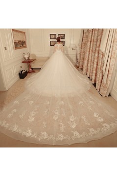 Ball Gown Lace Long Sleeves V-Neck Wedding Dresses Bridal Gowns 3030231