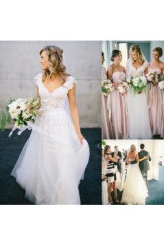 A-Line V-Neck Lace Wedding Dresses Bridal Gowns 3030267
