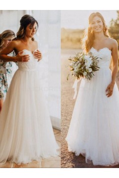 A-Line Sweetheart Lace Tulle Wedding Dresses Bridal Gowns 3030269