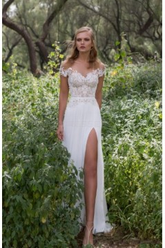 Lace Chiffon Off-the-Shoulder Wedding Dresses Bridal Gowns 3030276