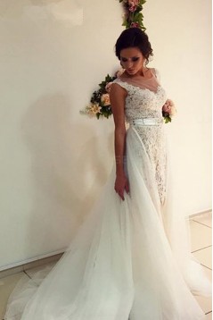 Lace Tulle Sleeveless Wedding Dresses Bridal Gowns 3030299